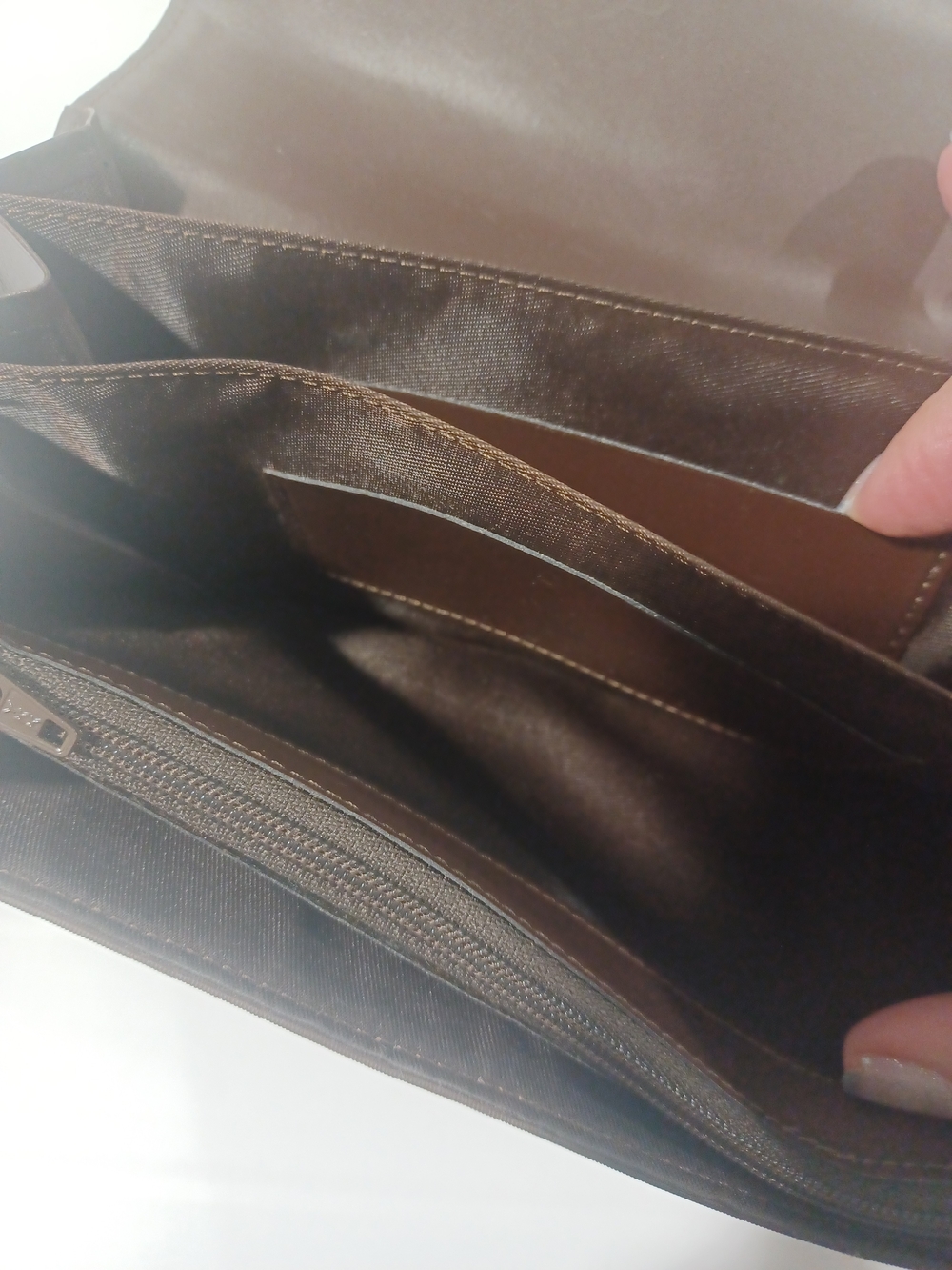 Mandarina Duck Chocolate Brown Clutch Wallet - Classic Button Closure - Picture 7 of 8